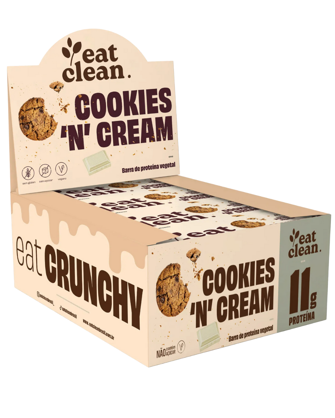 Barrinha de proteína Vegana Cookies 'n' cream 12un. - Eat Clean